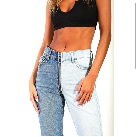 Revice Ying Yang Tokyo Wash Crops Full Zip 2 Toned Jeans Size 25 Women's - Picture 7 of 15